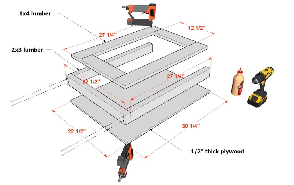 DIY loft bed desk wall assembly