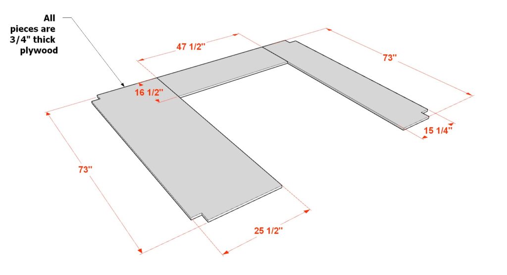 Adding plywood desk sheets to loft bed table top