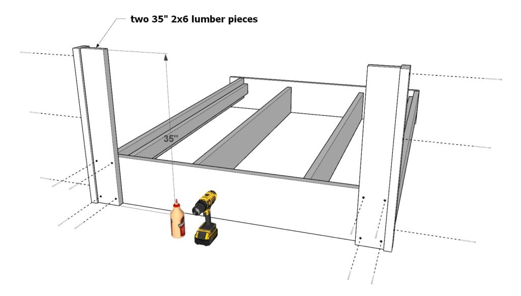 Building the DIY loft bed queen bed frame