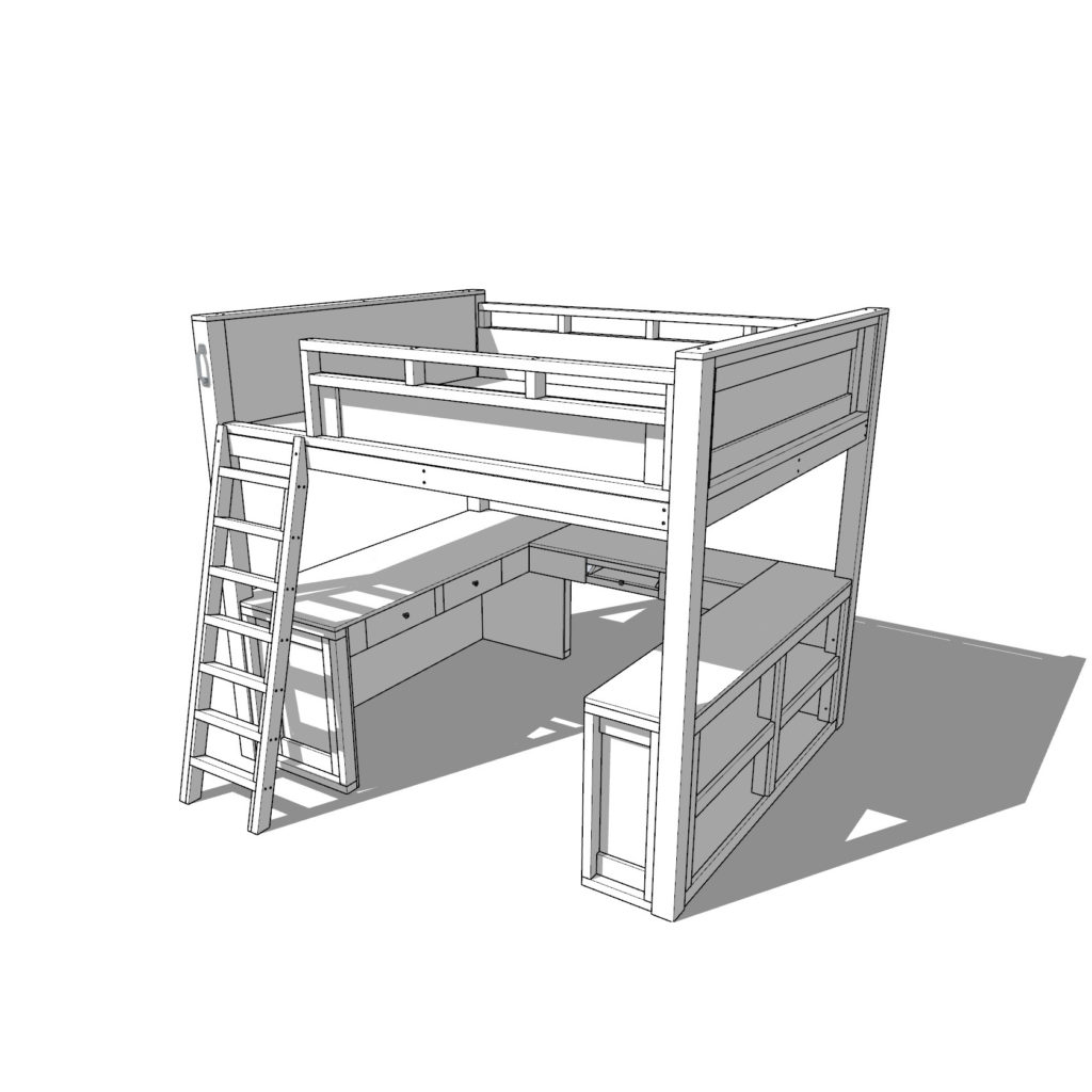 DIY loft bed sleep and study