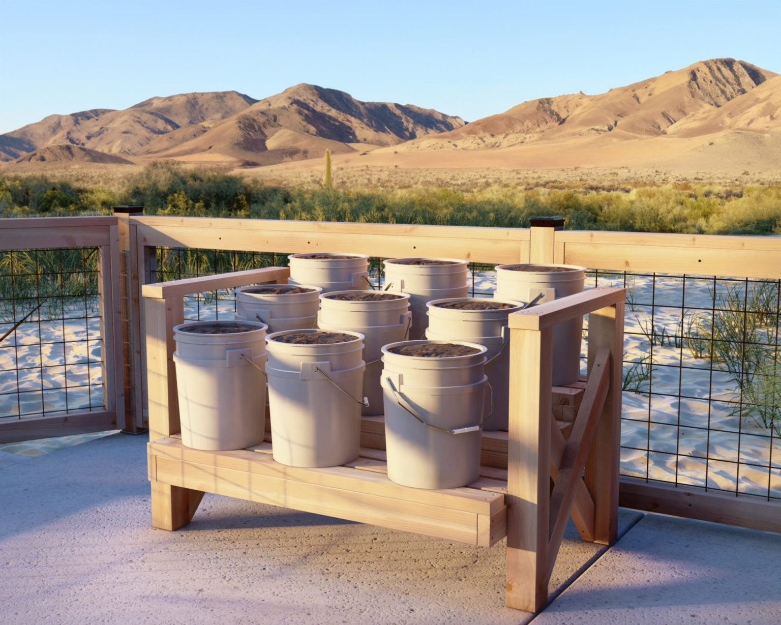 DIY Six 5Gallon Bucket Garden Stand StepbyStep Woodworking Plan