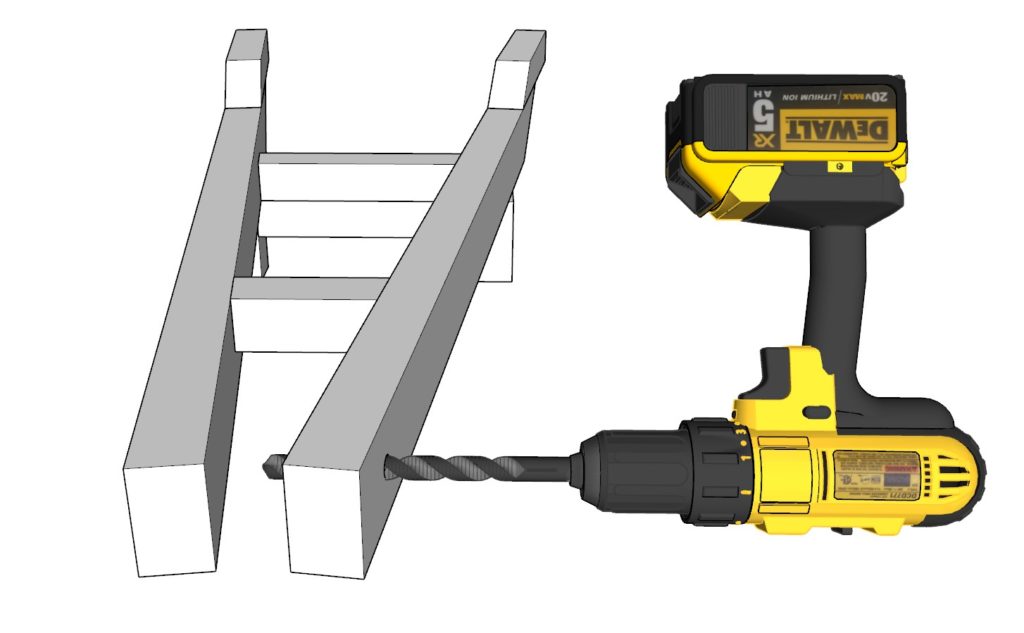 Adding the wheel to the wheelbarrow