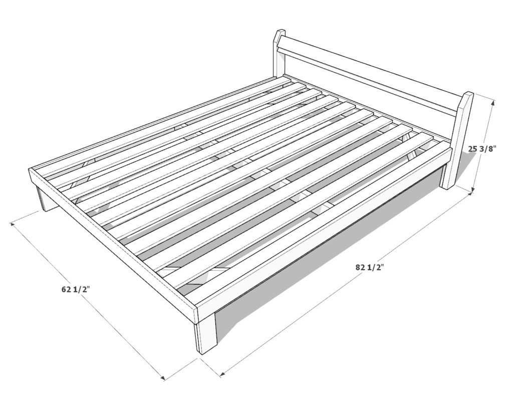 simple DIY queen bed frame dimensions