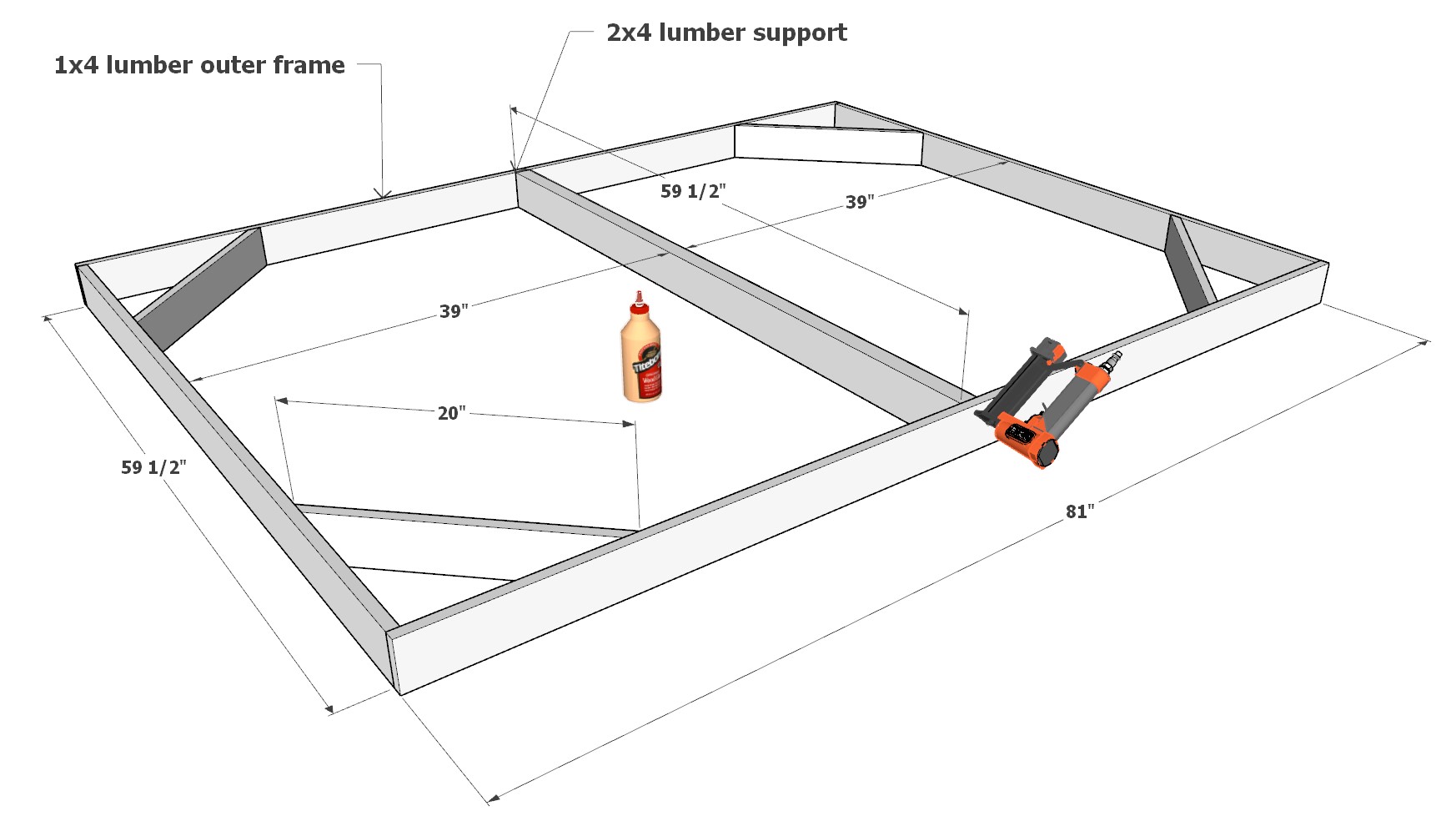 Easy DIY queen Bed Frame Plan, Instructions for Beginners DIY