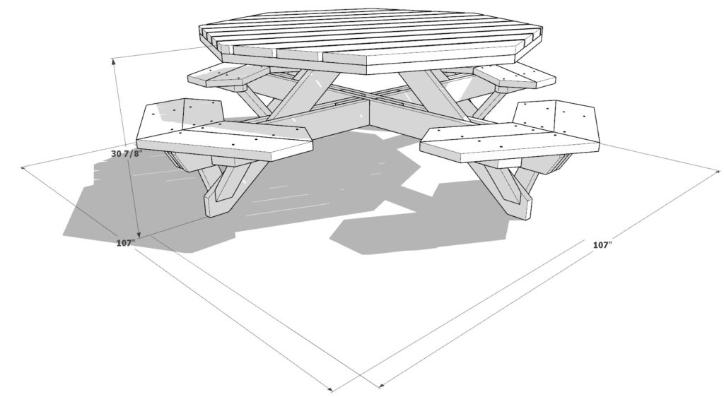 Octagonal Picnic Table dimensions