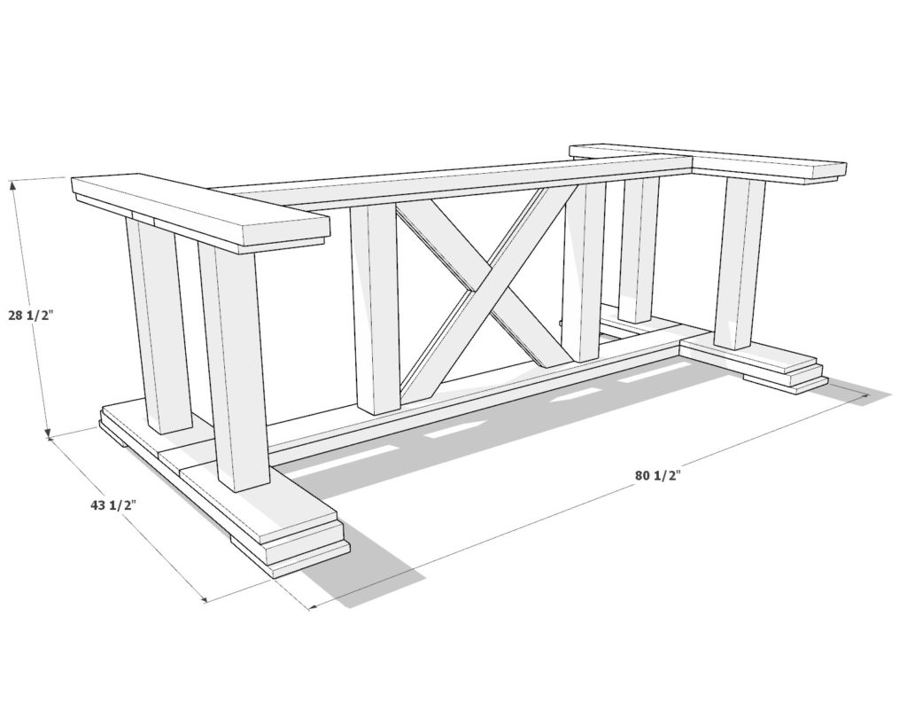 DIY crossbuck table base dimensions