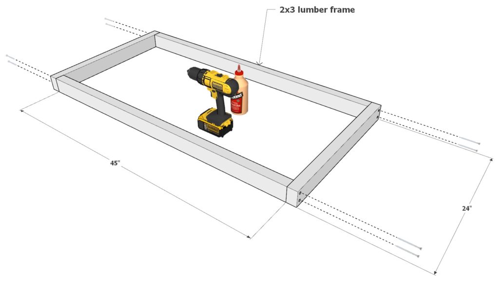 building the cart base frame using 2x3 lumber