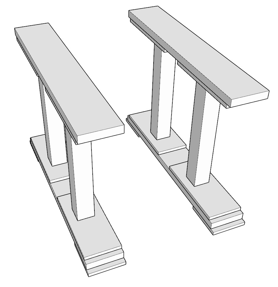 Adding the farmhouse table legs to to make the table base