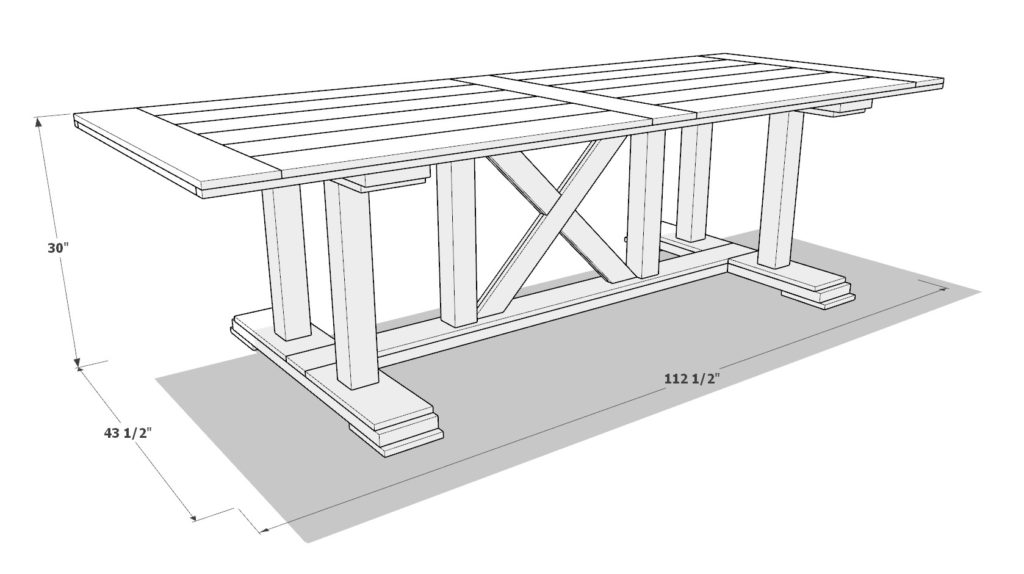 DIY farmhouse table dimensions