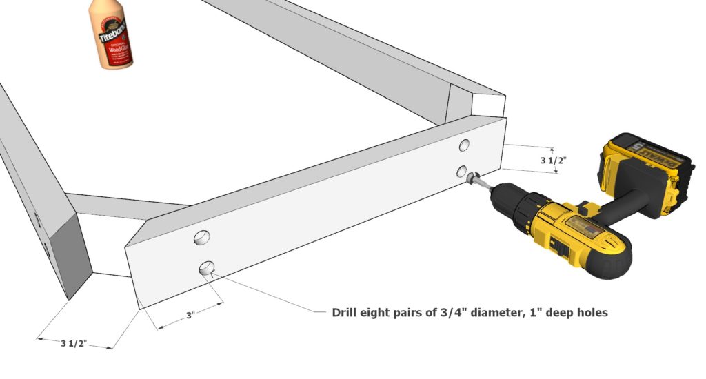 adding plugs to the screw holes for the table to frame