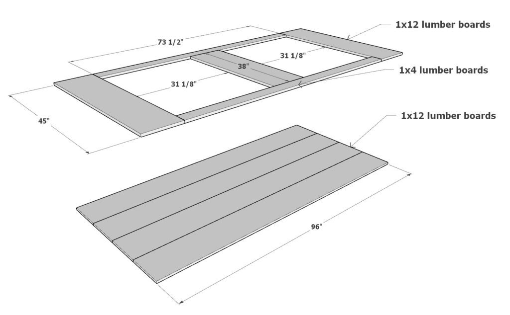 Table top construction from common boards