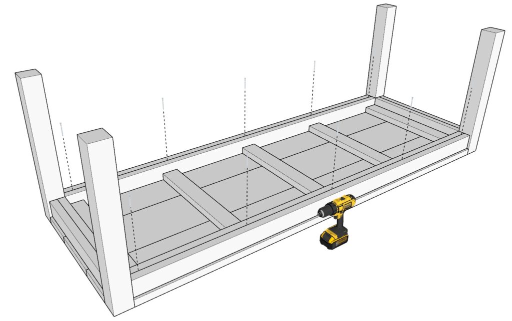 attaching the table top board to the table base