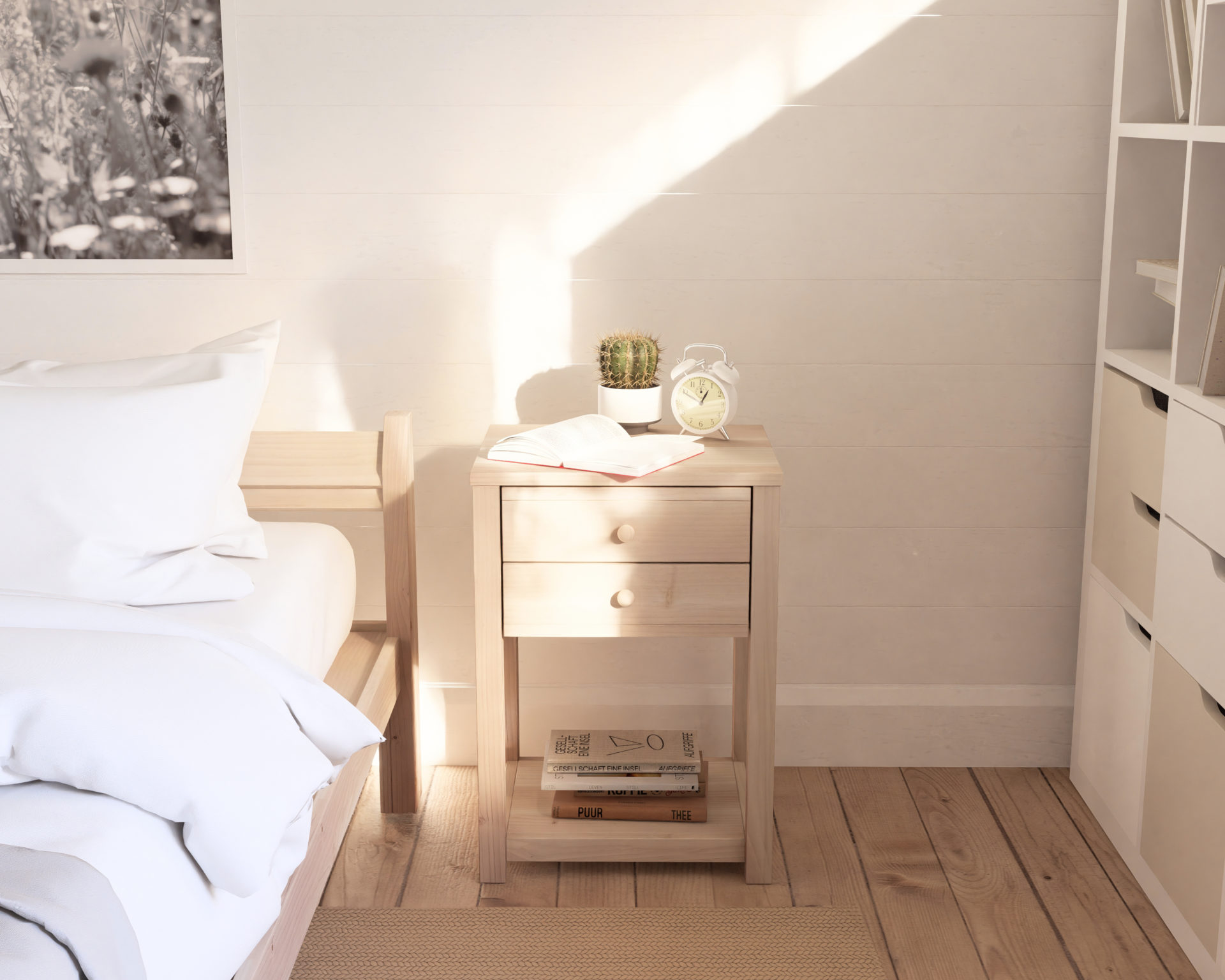 DIY Bedside Table with Drawer and Shelf