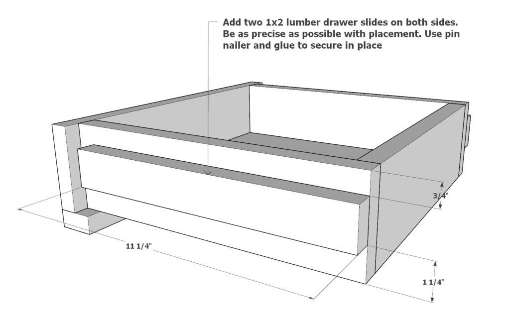 adding the first drawer to the drawer slide