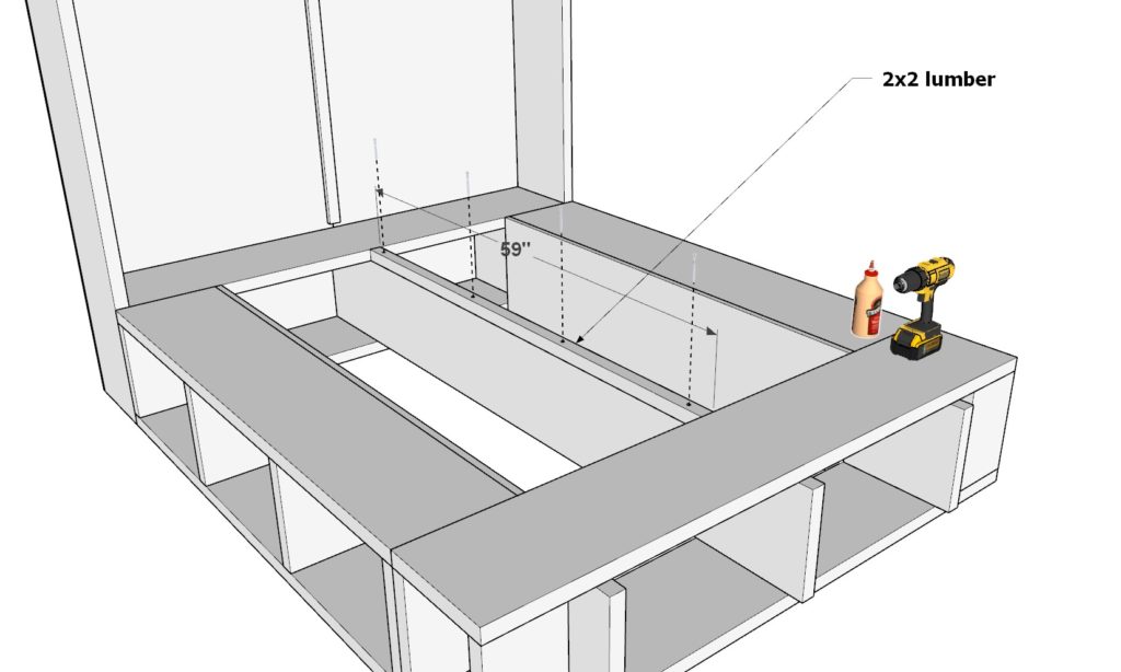 Adding the plywood bed support piece