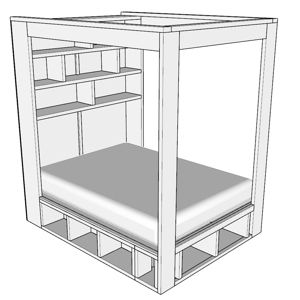 DIY Bed Frame With Storage, DIY Queen Bed With Storage Plan, DIY Queen Bed For Beginners