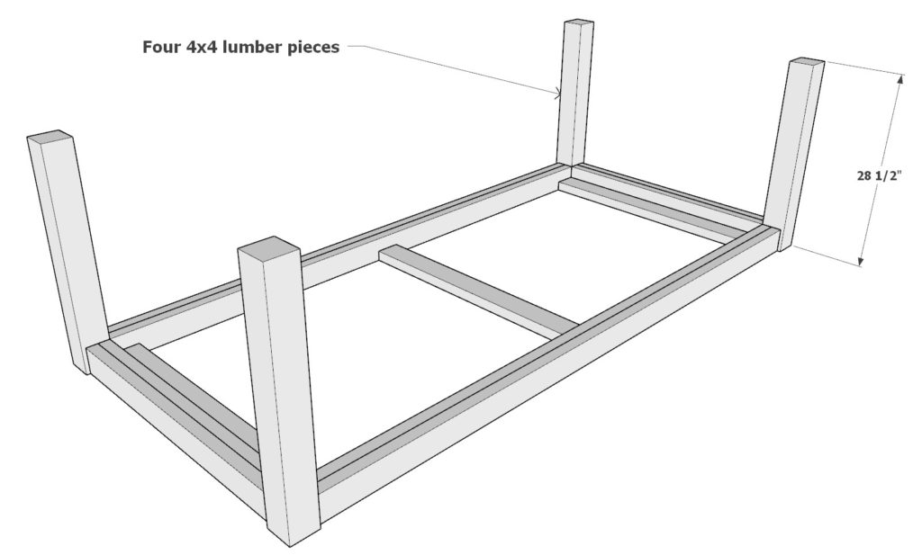 Adding table legs made of 4x4 lumber