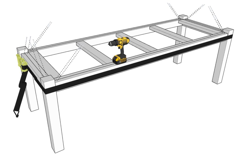 Adding table legs made of 4x4 lumber