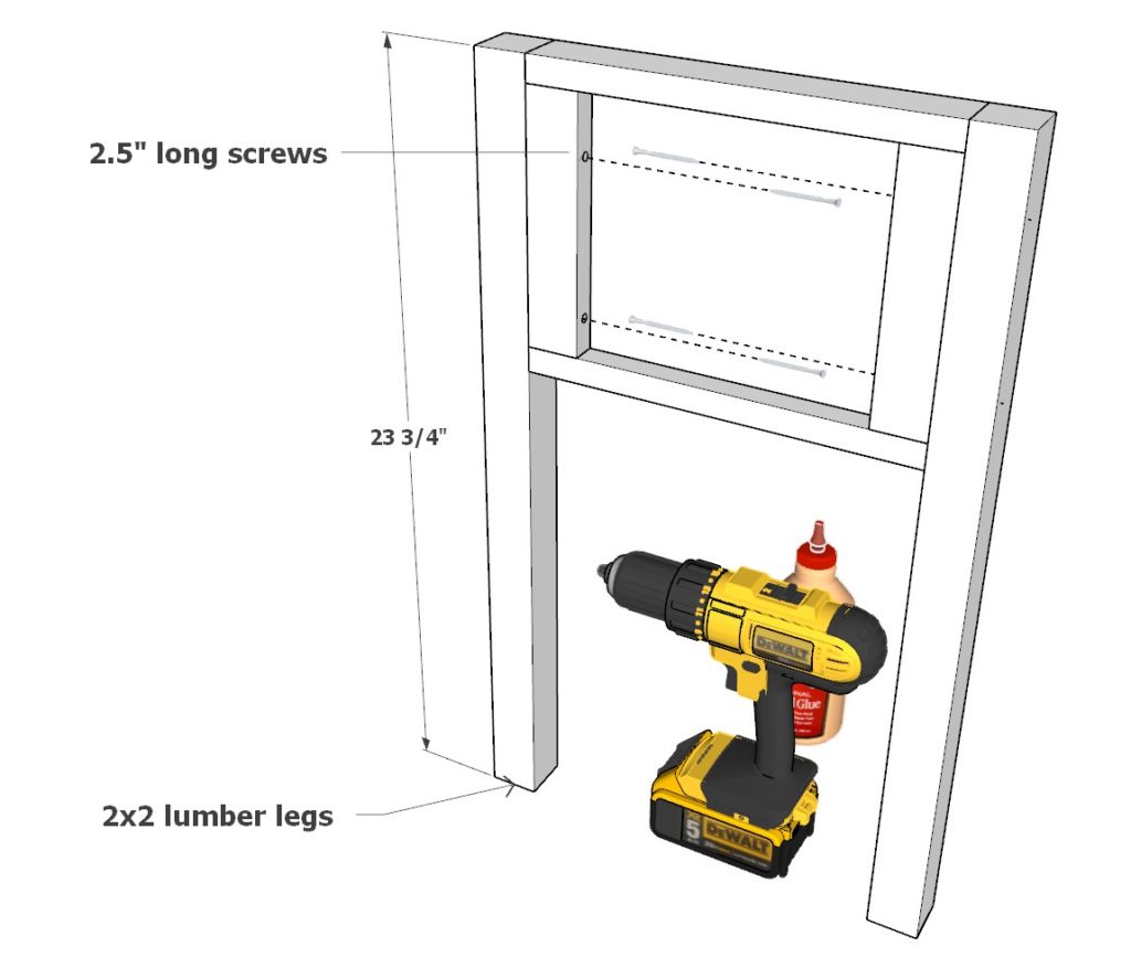 Securing night stand legs to the sides