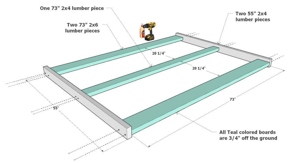 Loft bed frame construction