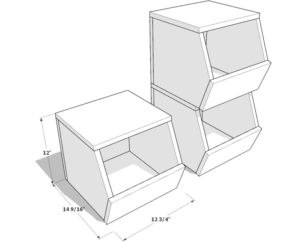 DIY storage bins dimensions