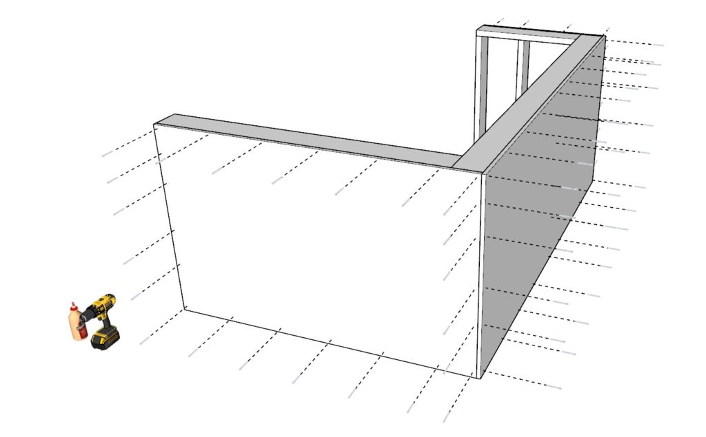 securing the plywood face with screws and glue