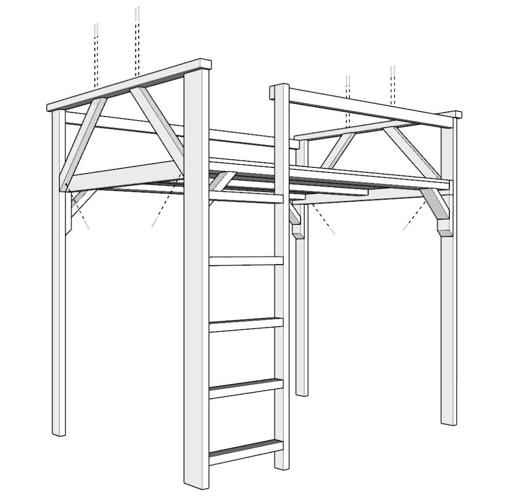 Loft bed supports installation