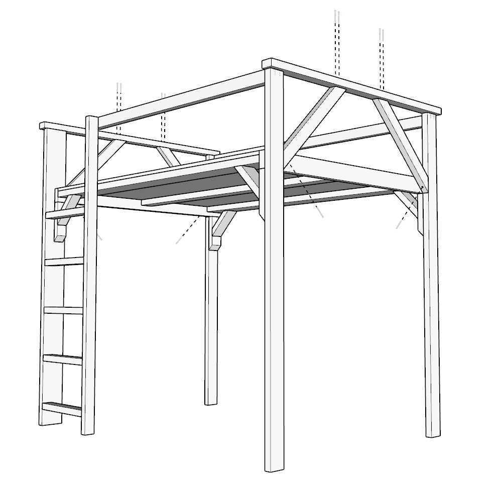 Loft bed supports installation