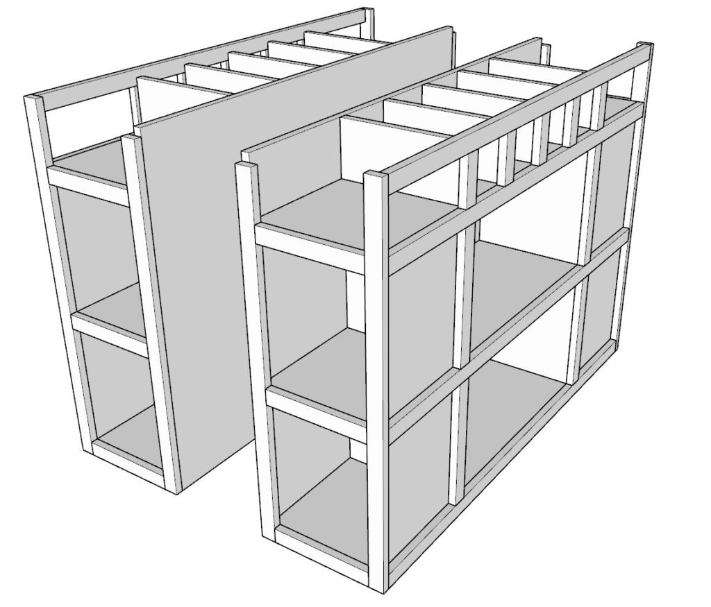 Making two identical cubbies for DIY craft table