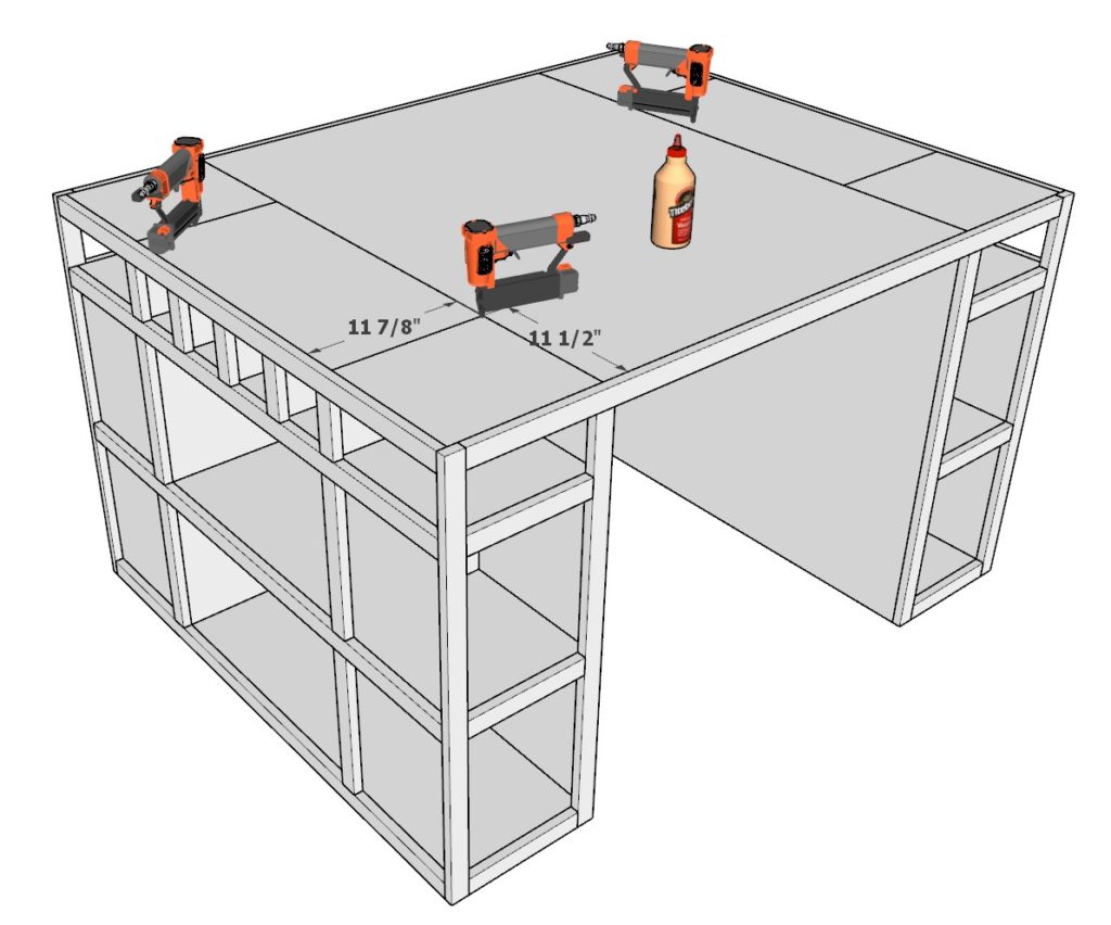 Adding table top to DIY craft table