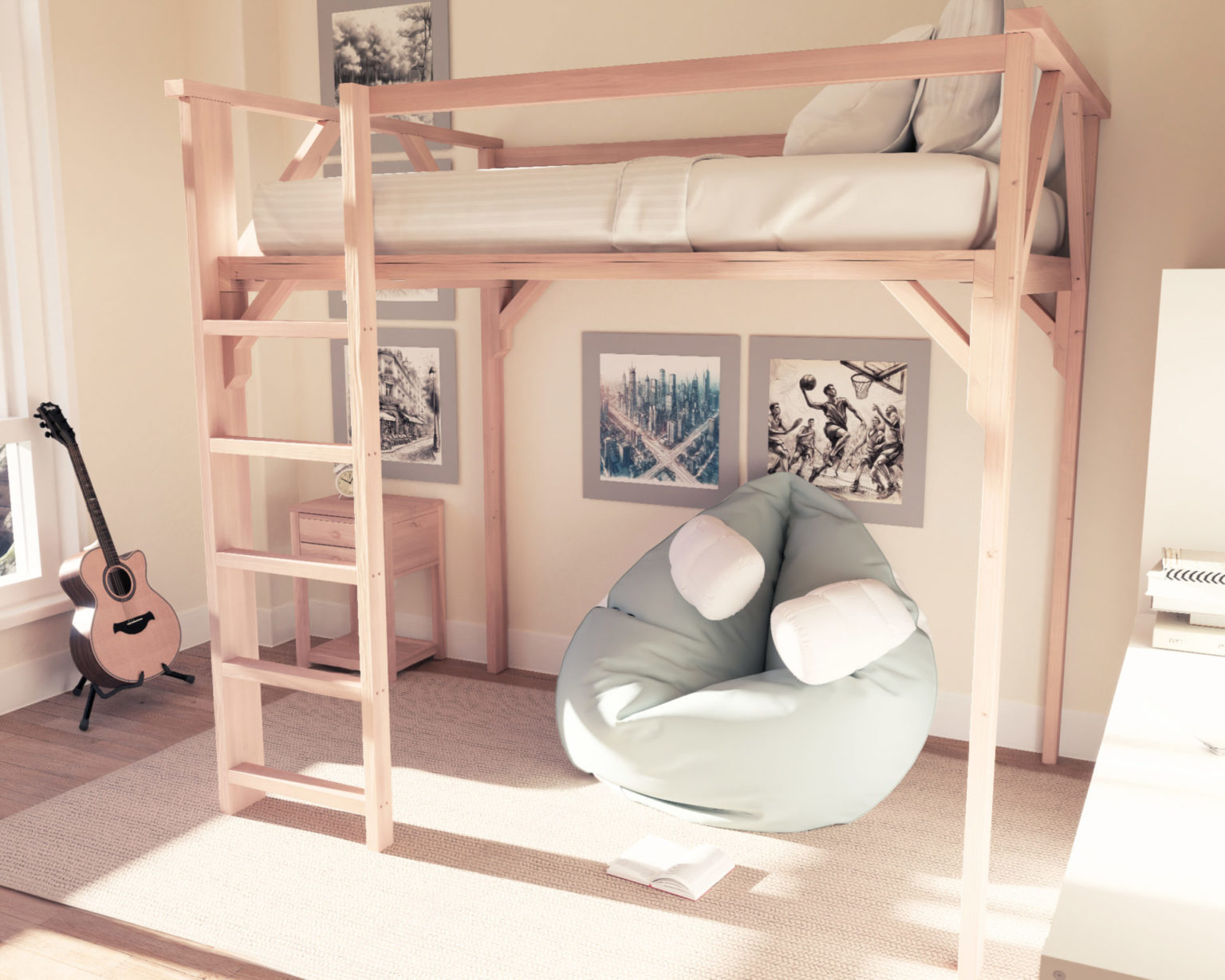 Easy, DIY Loft Bed Plan For Full Size Mattress Under 100 DIY