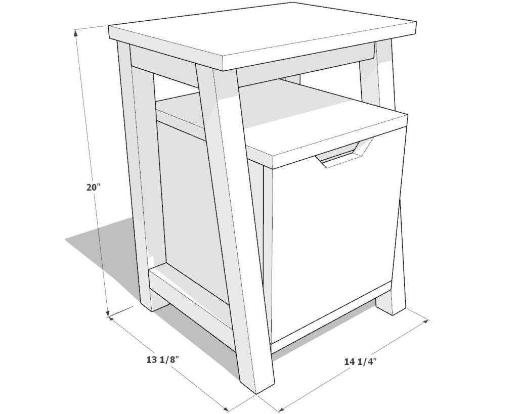 DIY Wooden Nightstand dimensions
