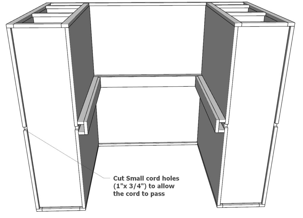 Cutting holes for the power cord