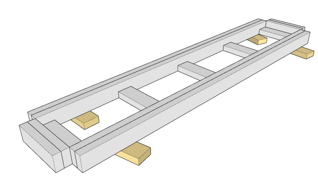 Attaching the table legs to the bench frame