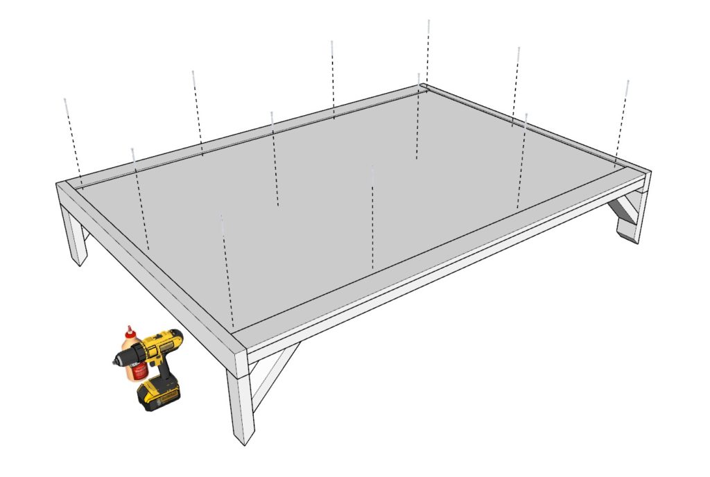 Loft bed frame construction