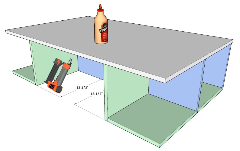 Assembly of the craft table cubbies