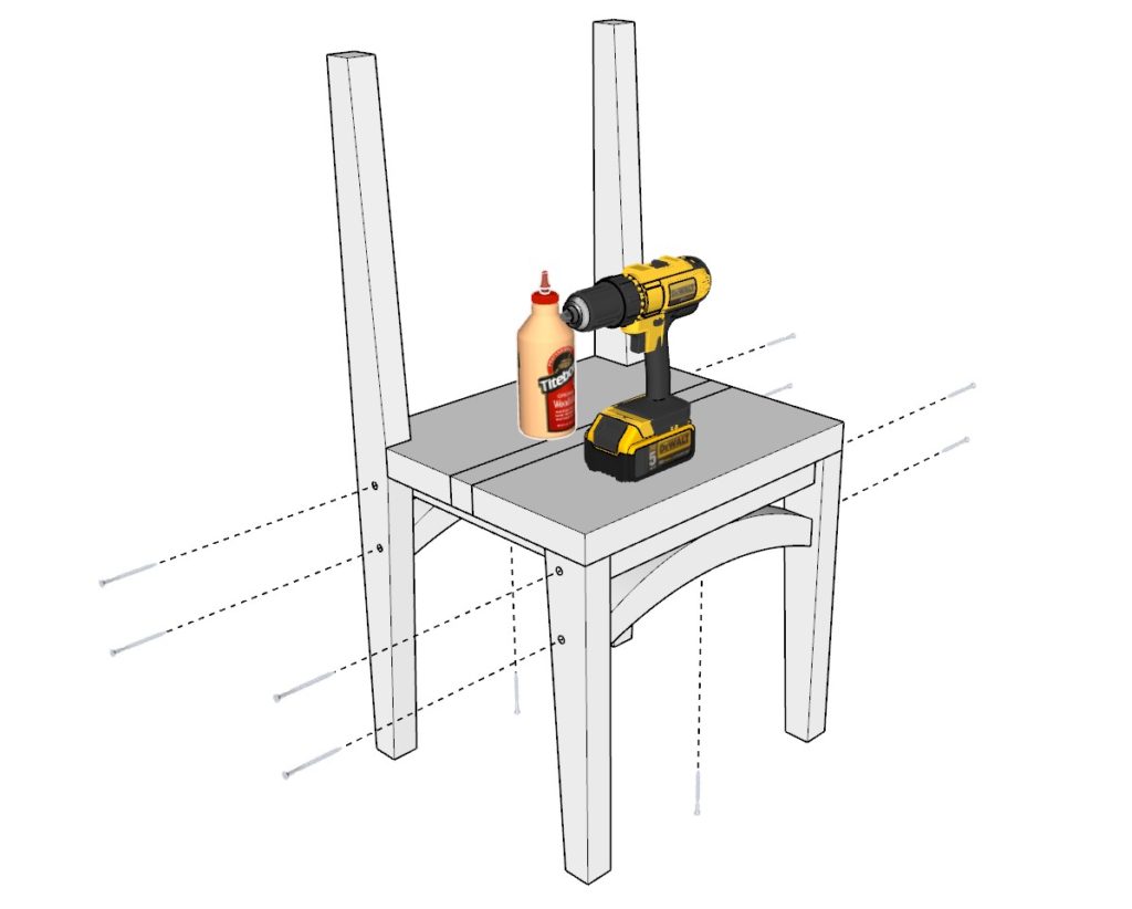 Assembly of the dinning chair frame to the seating