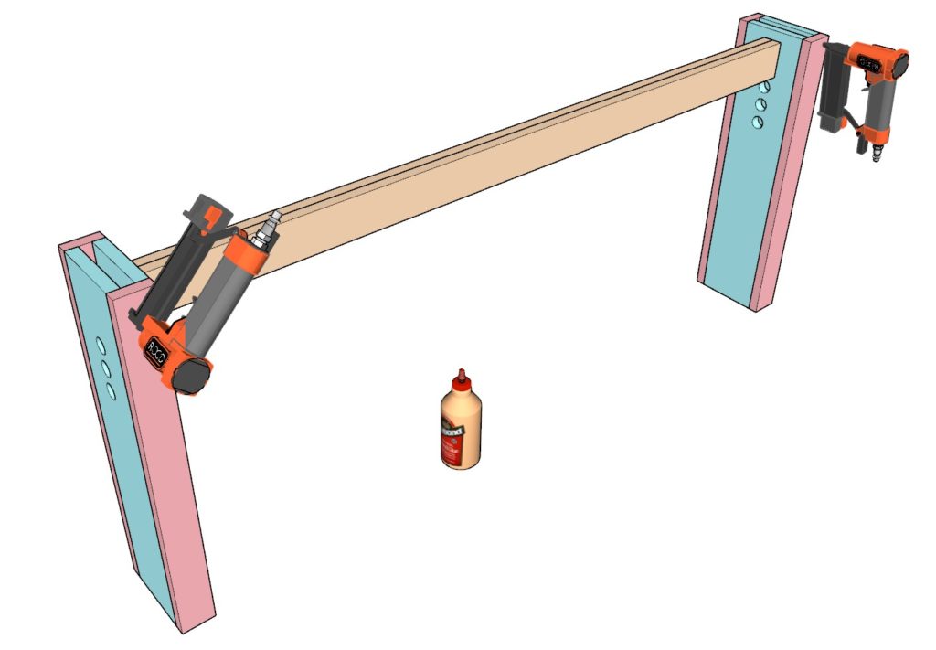 Adding the reinforcement cross beam to the desk