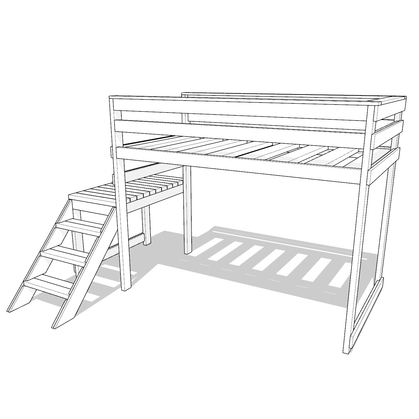 DIY Twin-Size Wooden Loft Bed Plans: Simple & Beginner-Friendly Design ...