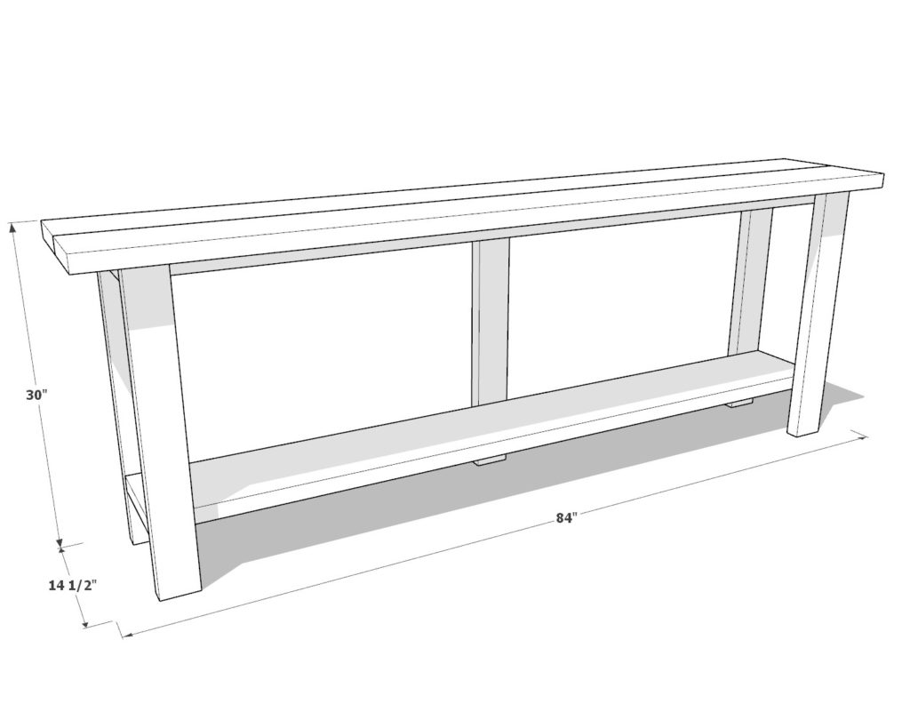 Reed Grand Console Table DIY Plan Dimensions