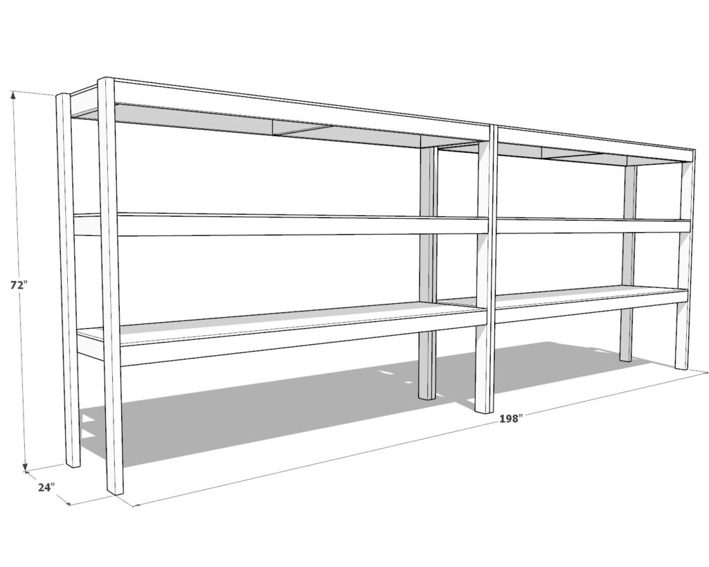 DIY garage shelf plan dimensions