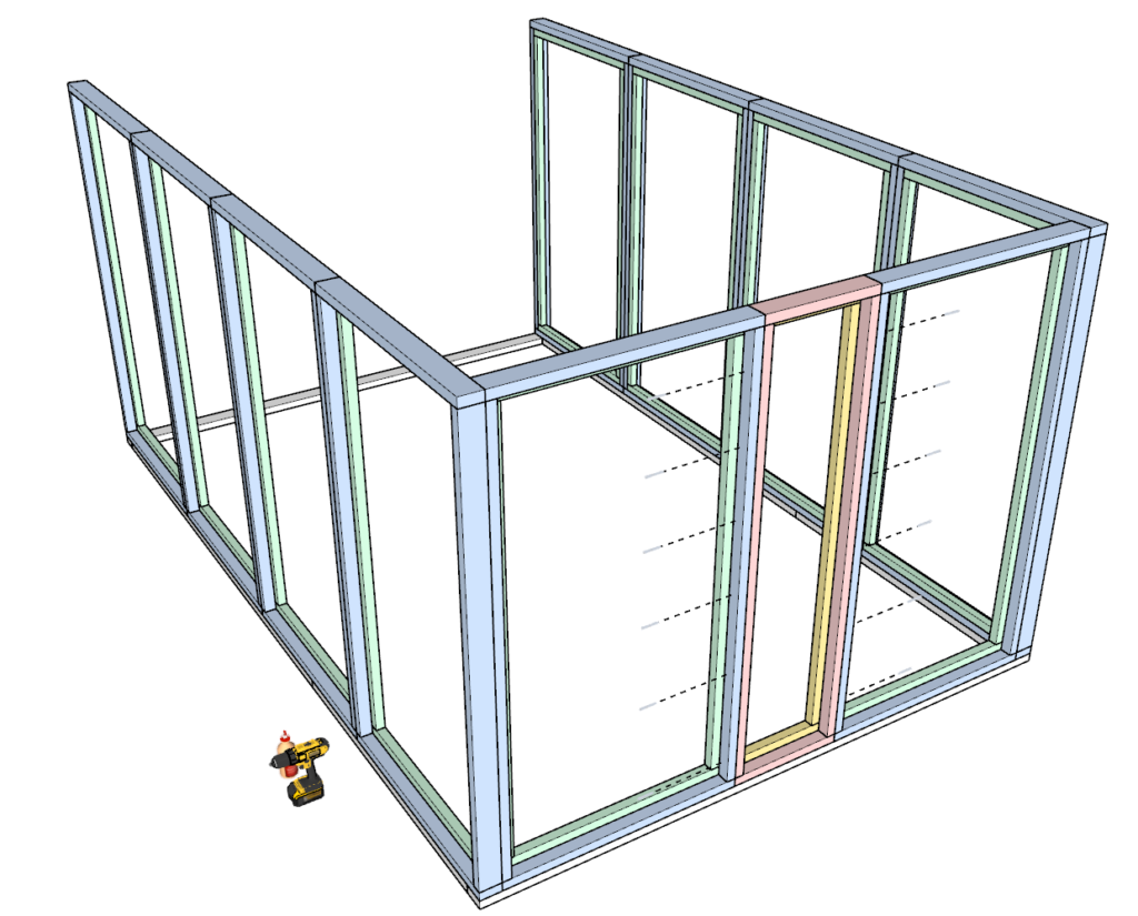 Attaching the side wall frame to greenhouse base