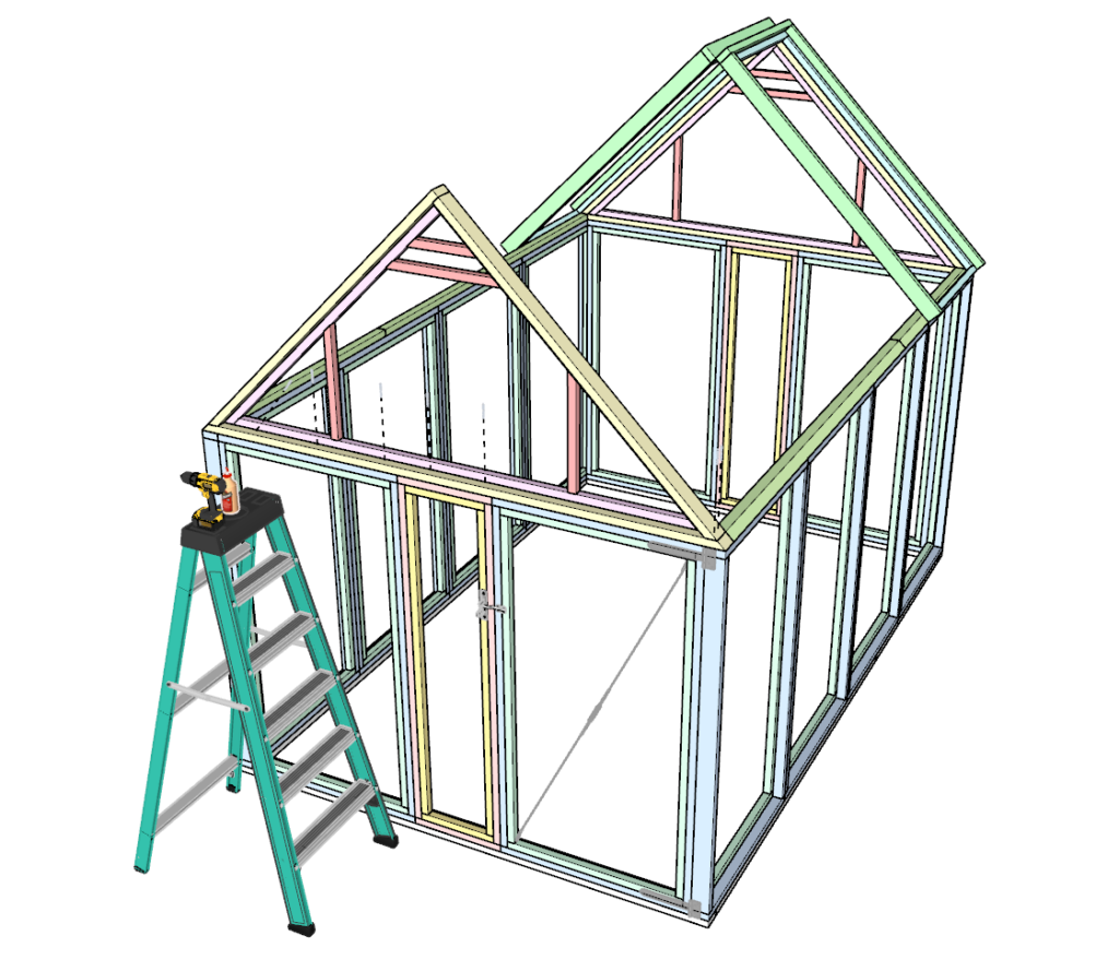 Adding the roof side panels to DIY greenhouse