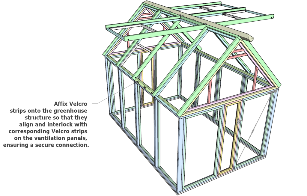 Installing the ventilation panels for DIY greenhouse