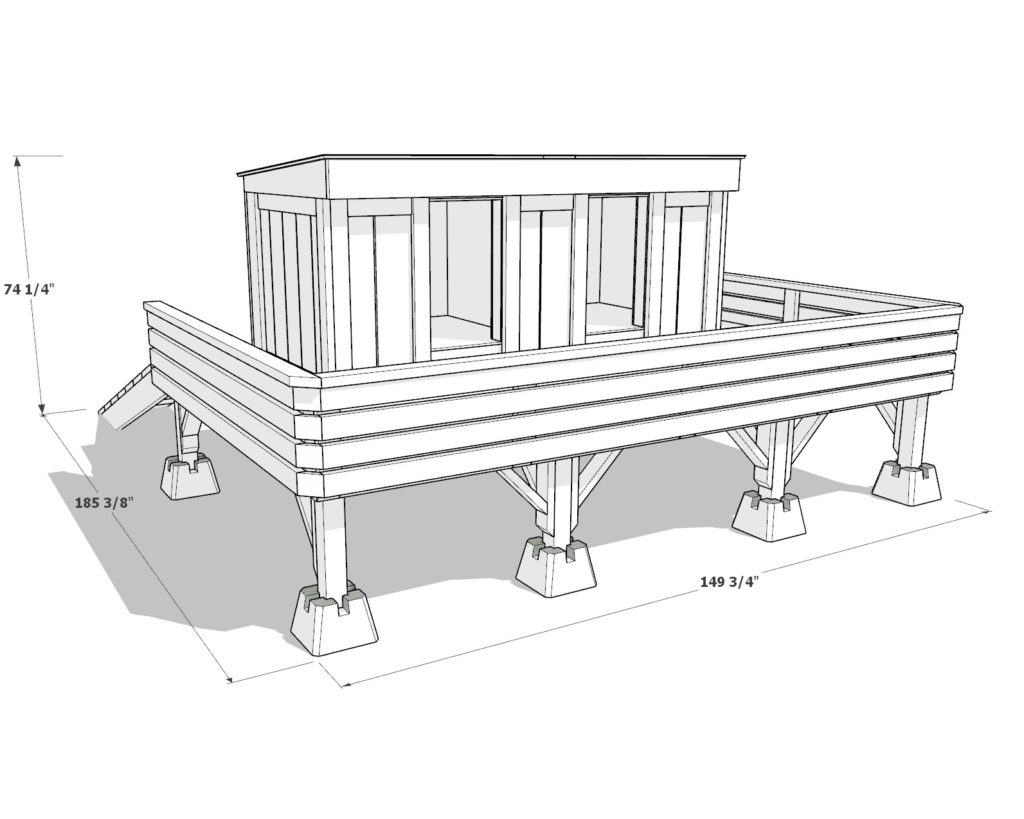 Double doghouse on deck with ramp dimensions