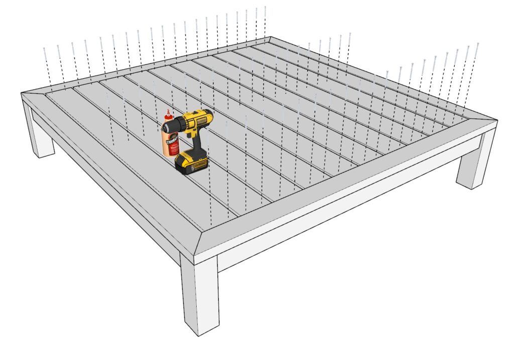 Adding the table top boards