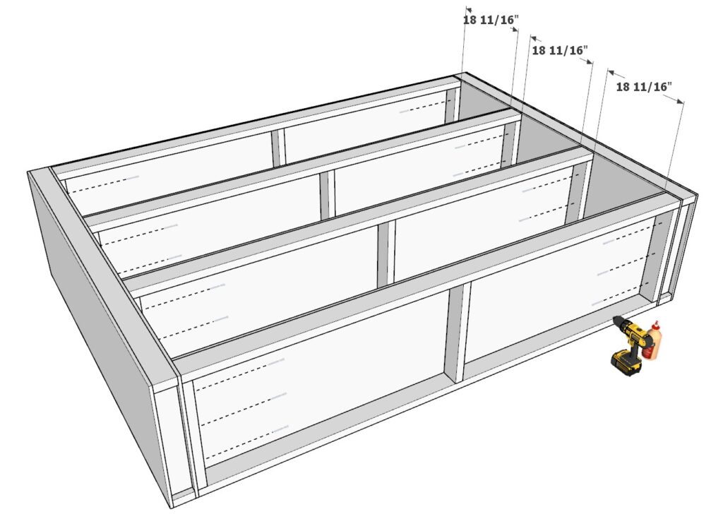 Securing the longest shelf components together