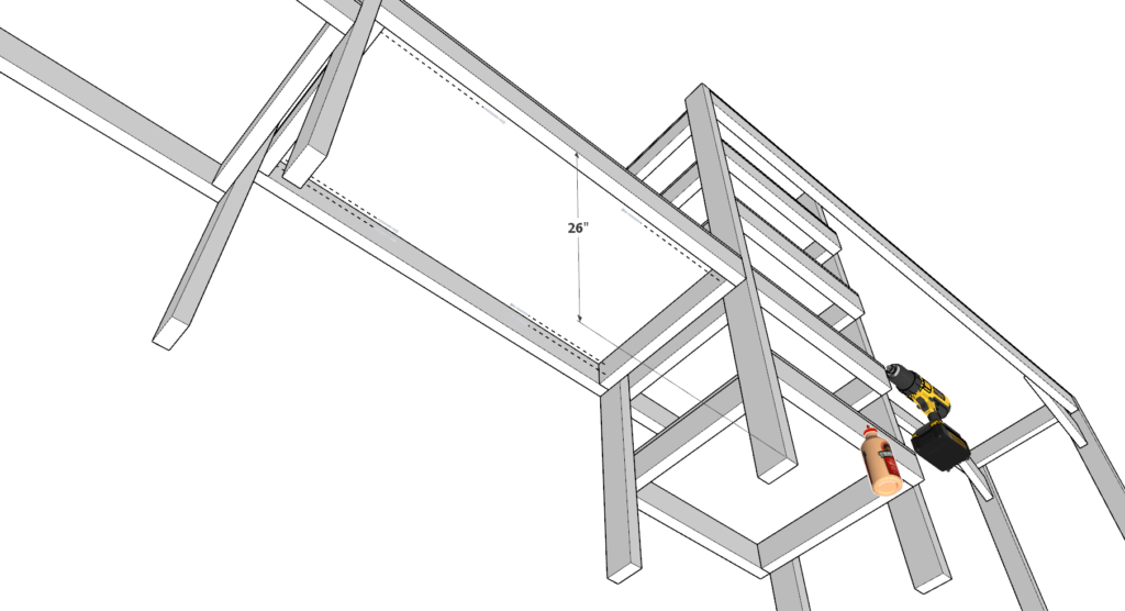 Securing the shelf components together.