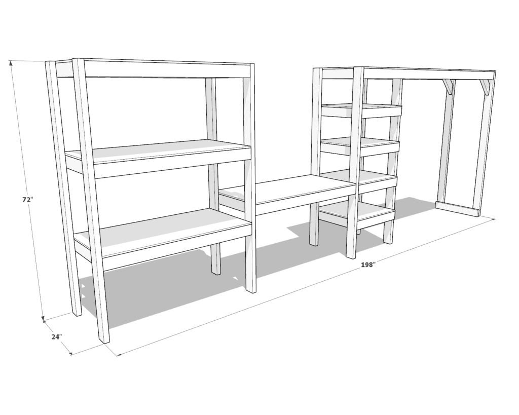 DIY garage shelf dimensions