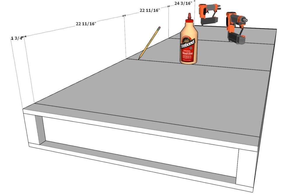 Adding pencil marks to ensure that the nails from the nail gun hit the correct spot.